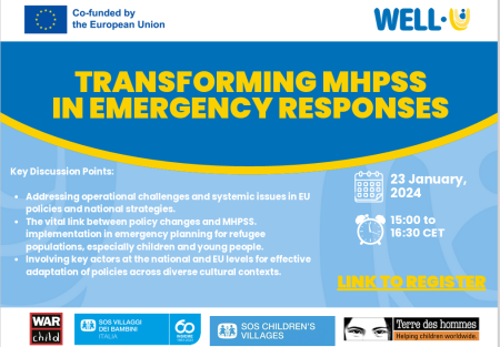 Flyer on Webinar TRANSFORMING MHPSS  IN EMERGENCY RESPONSES