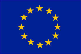 Blue flag of the EU with 12 yellow stars