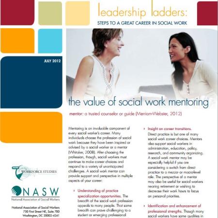 Value of Social Work Mentoring Value of Social Work Mentoring