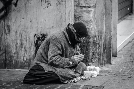 A homeless person on the street