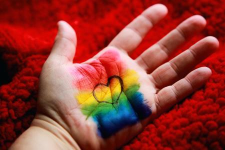 Rainbow flag with a heart