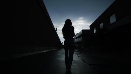 girl alone in dark